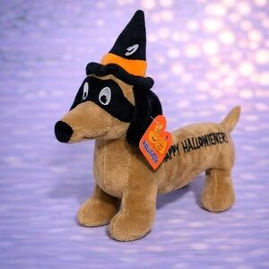 Halloween Dachshund Plush Toy with Witch Hat